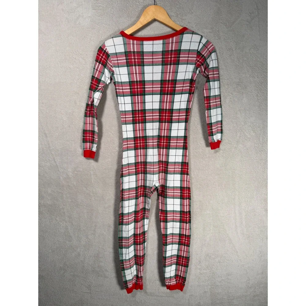 Carters Kids Red Green Plaid Cotton Zip Front Pajama Union Suit Size 10 Holiday